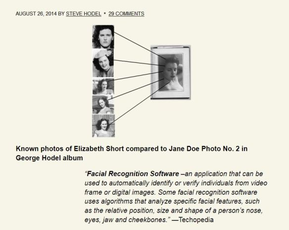Comparaisons biométriques de l'inconnue de l'album phot de GHH et des portraits d'Elizabeth Short